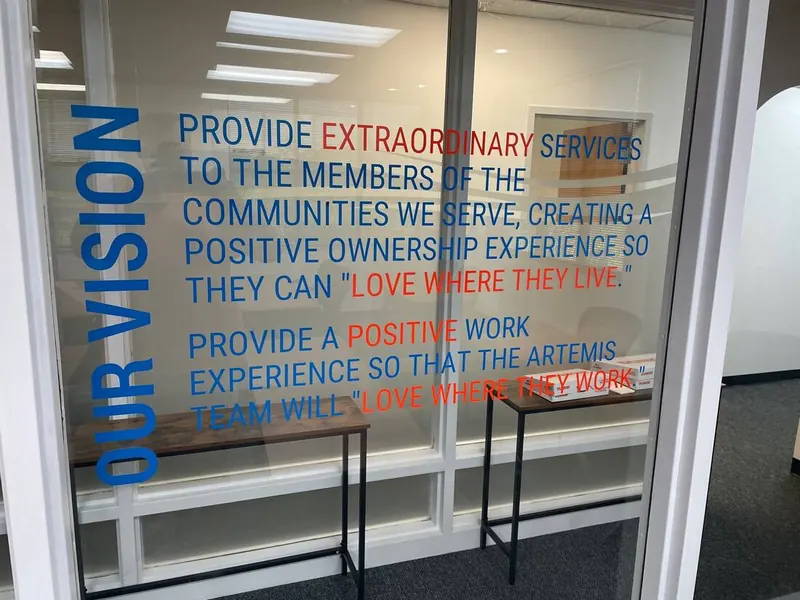 Window Graphics — Mission statement window vinyl